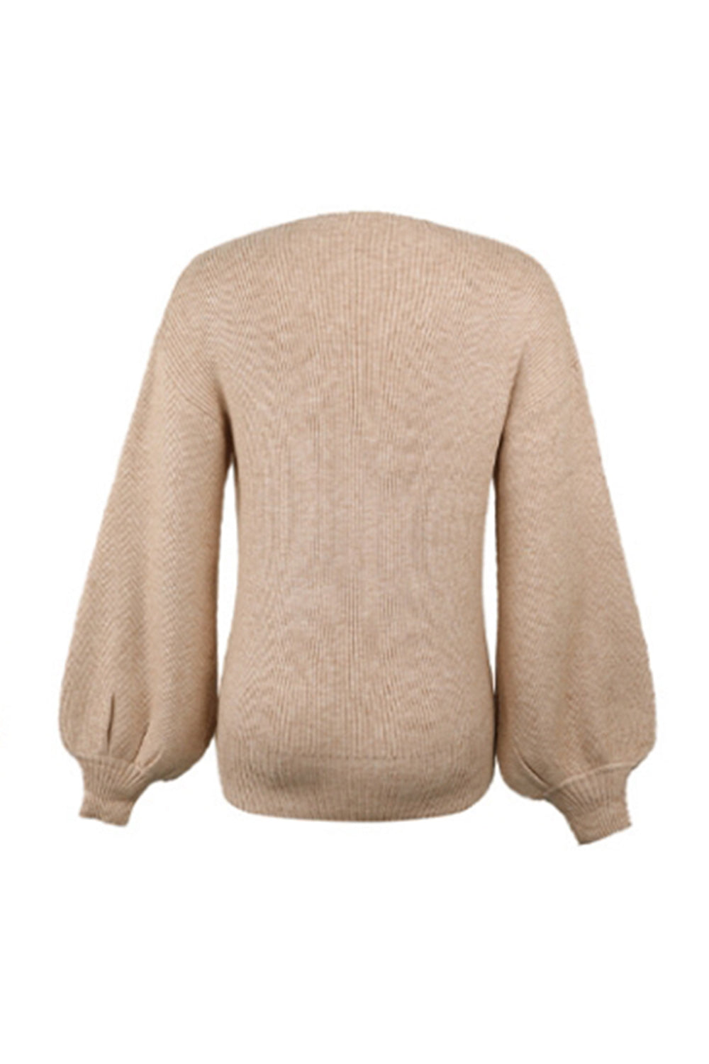 Dam Stickad Tröja Långärmad V-Ringning Polyester-4