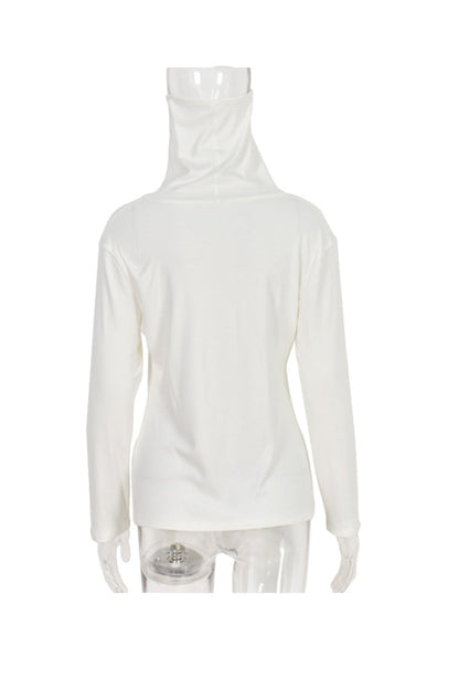 Dam Fleece Topp med Stående Krage och Lång Ärme – Mjuk Polyester i Enfärgad Design 5