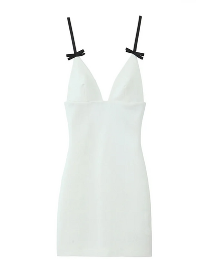 Kvinnoklänning Lång V-halslinje Med Knut Spetsdetalj Högkvalitativt Tyg-3