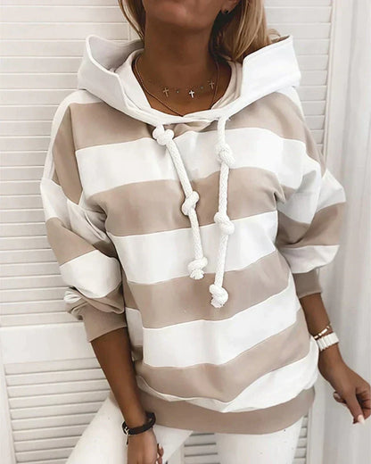 Kvinnors Hoodie Randig Maritim Design Hållbart Material-6