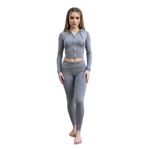 Dam Loungewear Set Tvådelat Mjuk Polyester Cardigan och Byxor