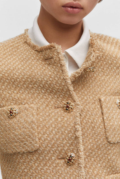 Kvinna Kort Jacka Elegant Tweed-2