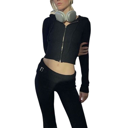 Dam Hoodie och Byxor Set Modern Design 100% Bomull-3