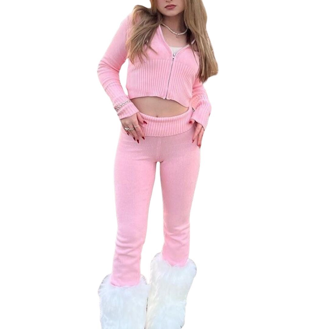 Dam Hoodie och Byxor Set Modern Design 100% Bomull-4