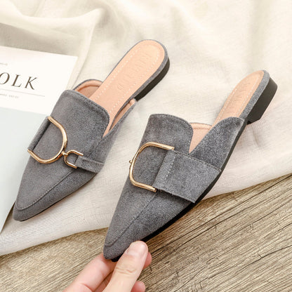Dam Tofflor Mules Avslappnade Flock med Gummisula 6