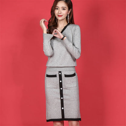 Dam Kjoluppsättning Rund Hals Bomull Polyester Casual-2