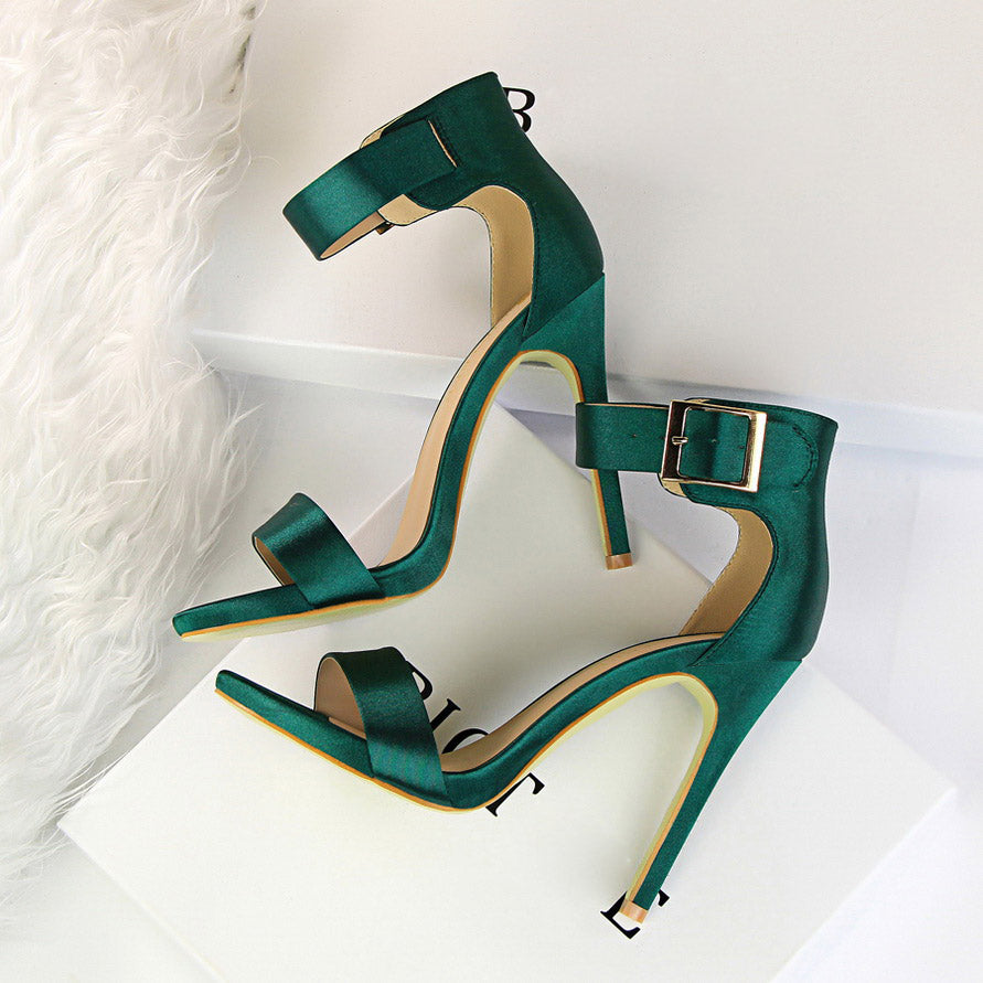 Variant image for Dam Sandaler Gladiator Stil Satin Hög Klack 11 cm-2