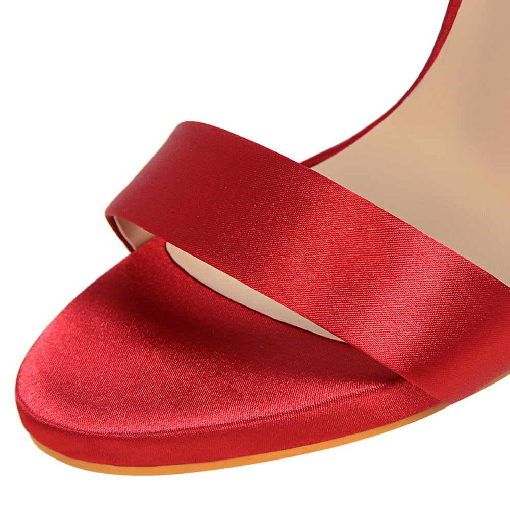 Dam Sandaler Gladiator Stil Satin Hög Klack 11 cm-5