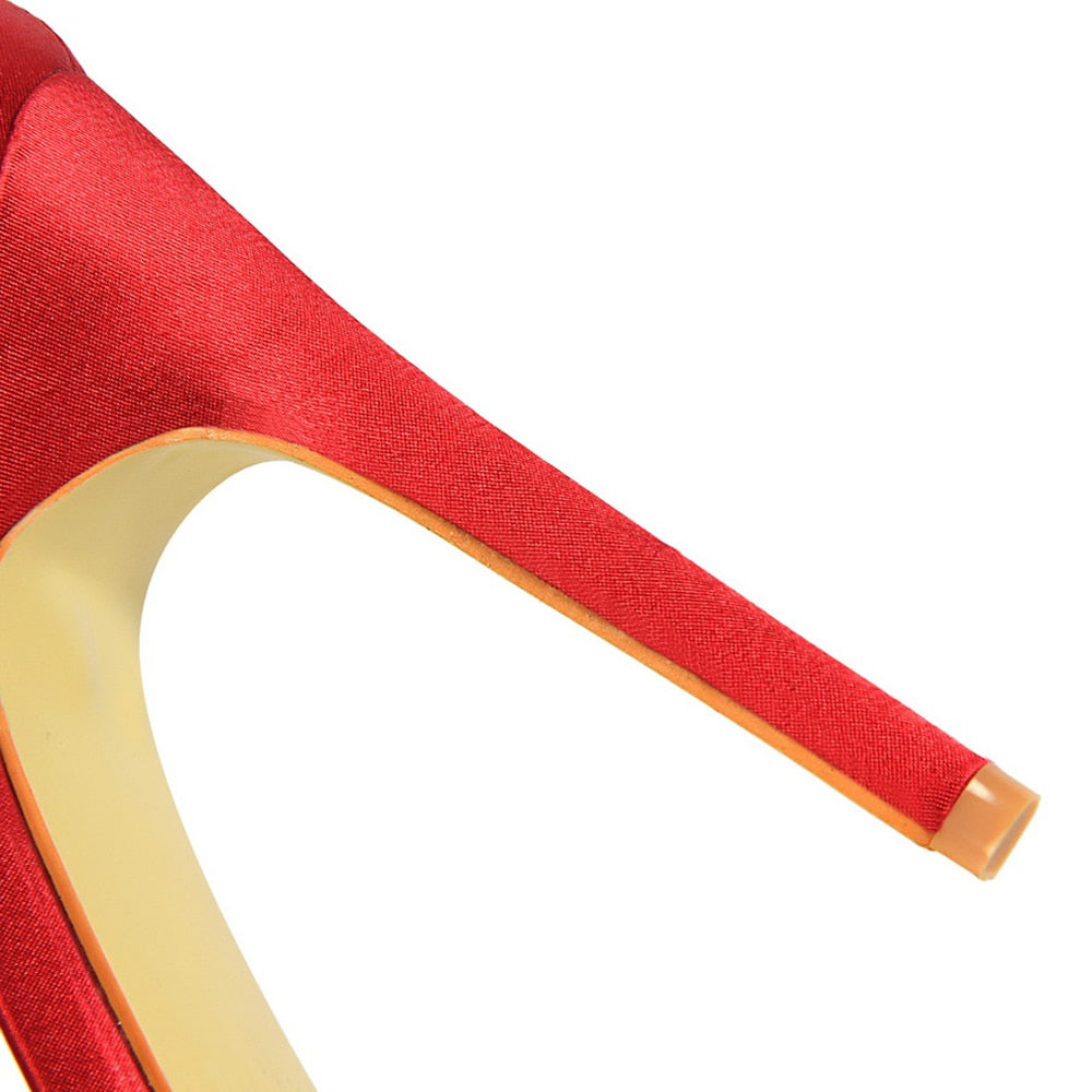 Dam Sandaler Gladiator Stil Satin Hög Klack 11 cm-6