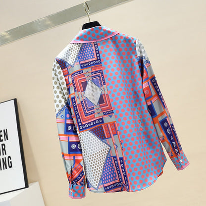 Dam Skjorta Standardstil Bomull Polyester med Omvandlingskrage-4