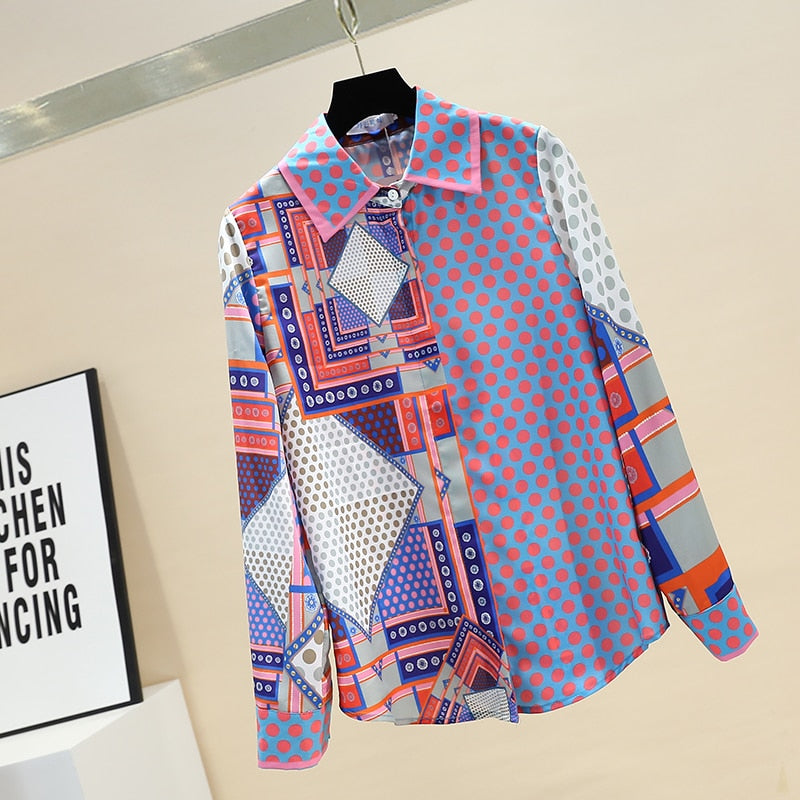 Dam Skjorta Standardstil Bomull Polyester med Omvandlingskrage-3