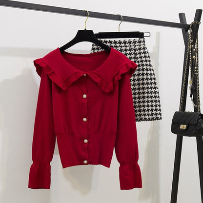 Dam Minikjol och Skjorta Rüschen Akryl Polyester-4