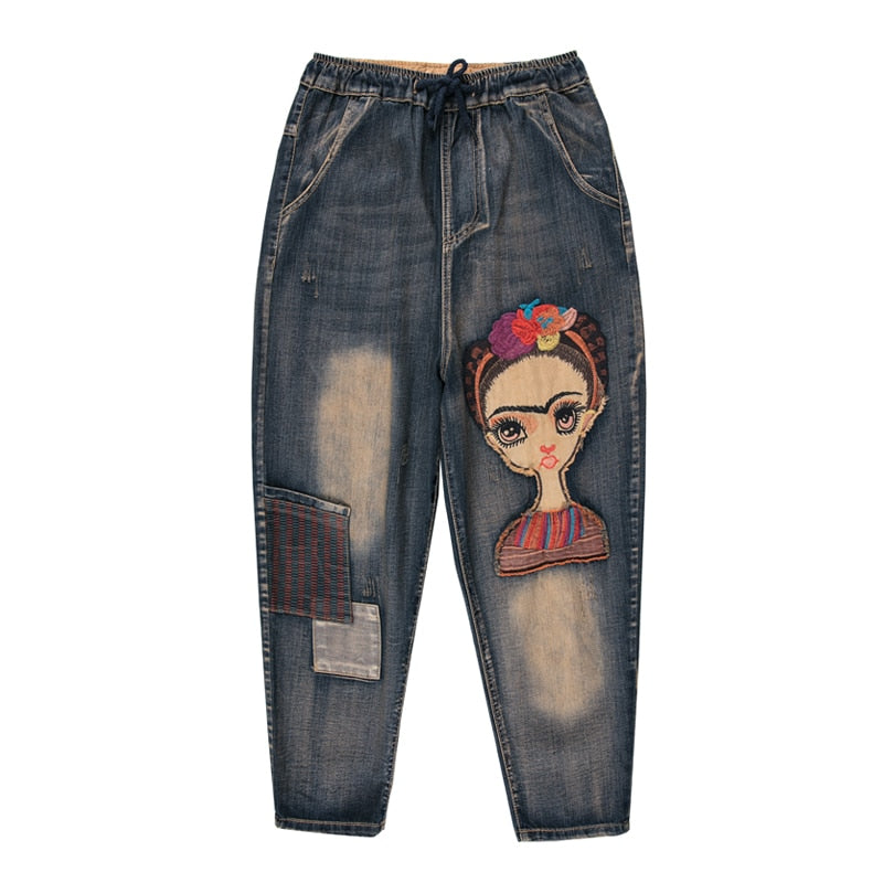 Dam Jeans Stretch Löst Passform Mjuk Denim-4