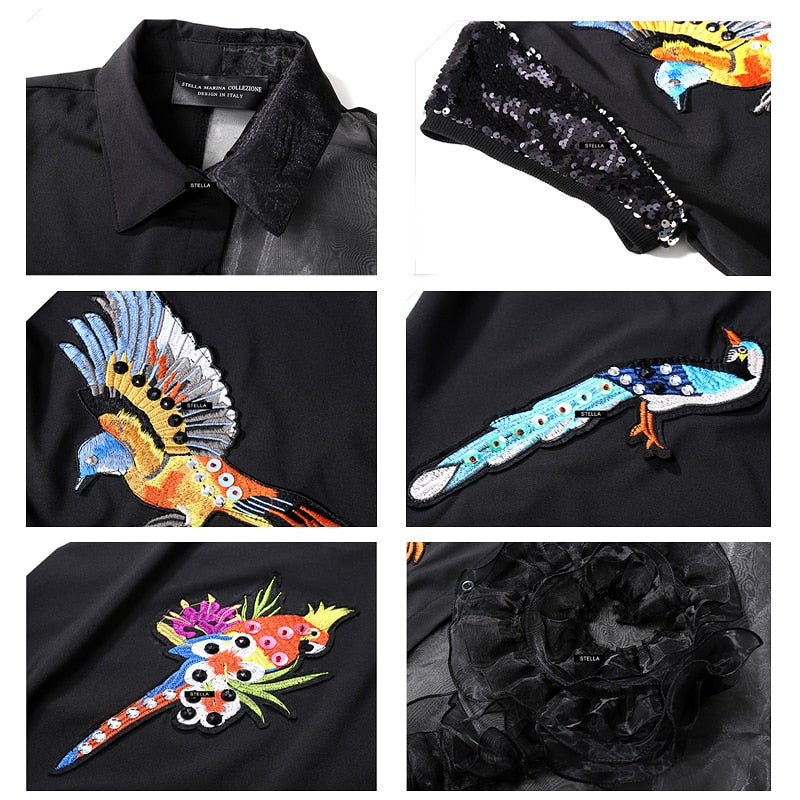 Fina Dam Klänningar Midi Chiffong med Djurmönster och Broderi-5