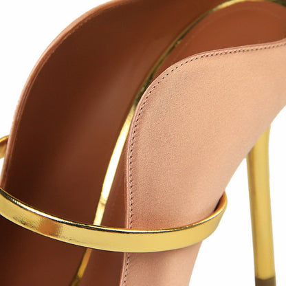 Dam Skor Dubbla O-ringmulor Satin Hög Klack-5