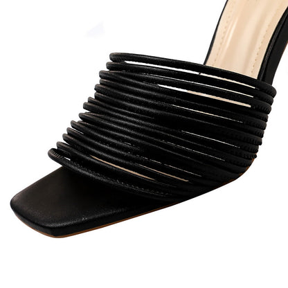 Dam Sandaler Hög Klack Plattform PU-Läder-5