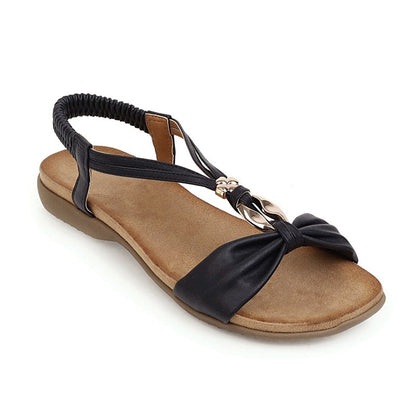 Dam Sandaler Platta Slingdesign PU-Läder med Metallaccent-5