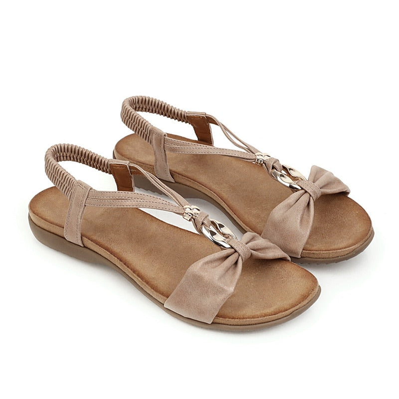 Dam Sandaler Platta Slingdesign PU-Läder med Metallaccent-4