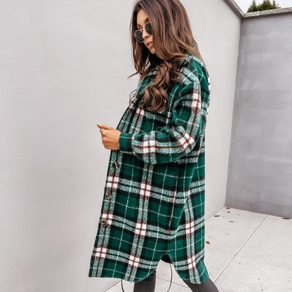 Kvinnors Lång Gardigan Karomönster 100% Bomull-6