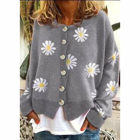 Damjacka Casual Stickad Polyester och Bomull-5