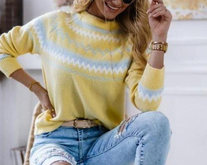 Dam Stickad Tröja Avslappnad Mjuk Kvalitet-5