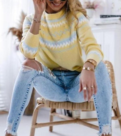 Dam Stickad Tröja Avslappnad Mjuk Kvalitet-3