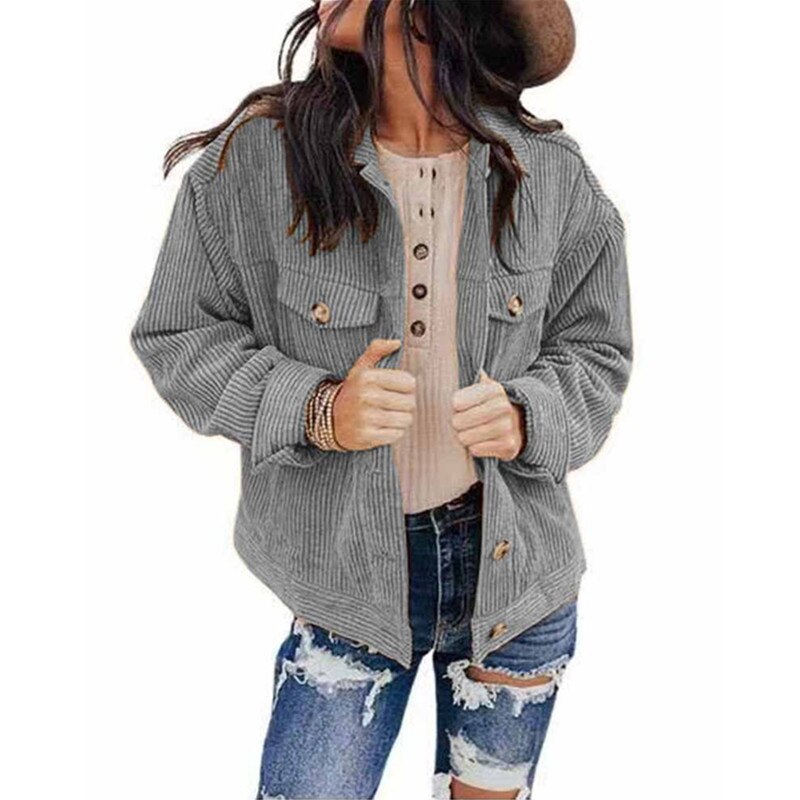 Damer Överdimensionerad Skjortajacka Sammet 5