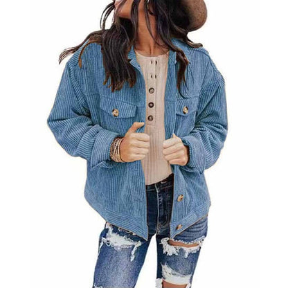 Damer Överdimensionerad Skjortajacka Sammet 12