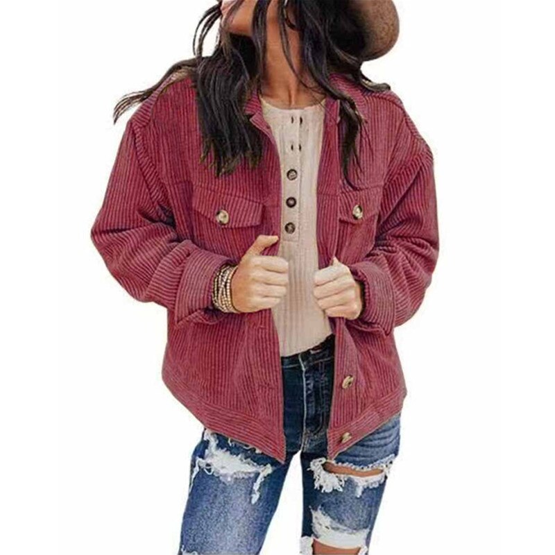 Damer Överdimensionerad Skjortajacka Sammet 8