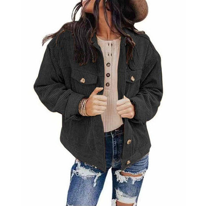 Damer Överdimensionerad Skjortajacka Sammet 11