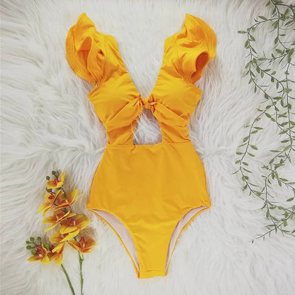 Baddräkt Dam Blommig Design Ärmlös Polyester Shaping-6
