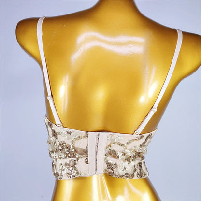 Dam Bustier Blommönster Justerbara Bärare Polyester-2