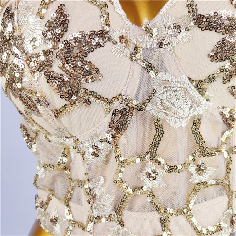 Dam Bustier Blommönster Justerbara Bärare Polyester-4