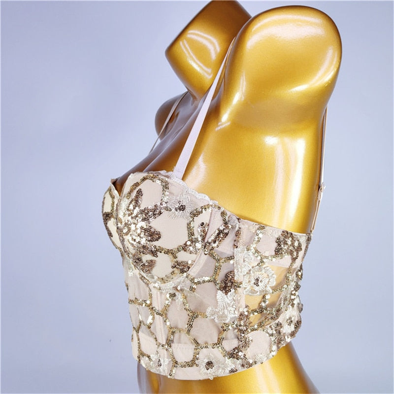 Dam Bustier Blommönster Justerbara Bärare Polyester-3