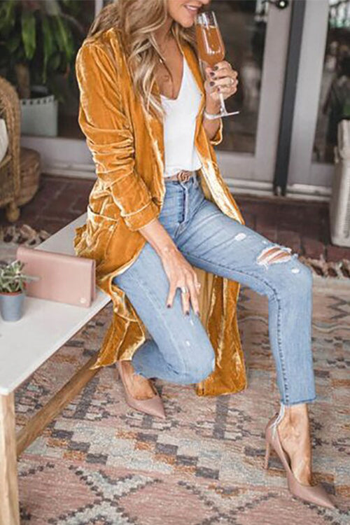 Dam Kappa Öppen Front Långärmad Högkvalitativt Tyg-3