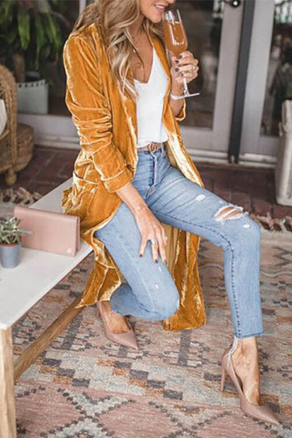 Dam Kappa Öppen Front Långärmad Högkvalitativt Tyg-3