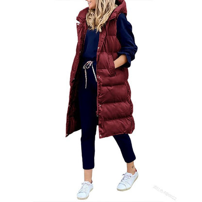 Kvinnors Ärmlös Huvjacka Modern Tjockt Material 1