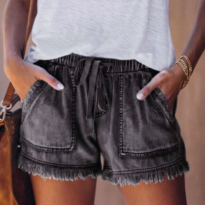 Kvinnors Denim Shorts Avslappnad Stil Denim-6