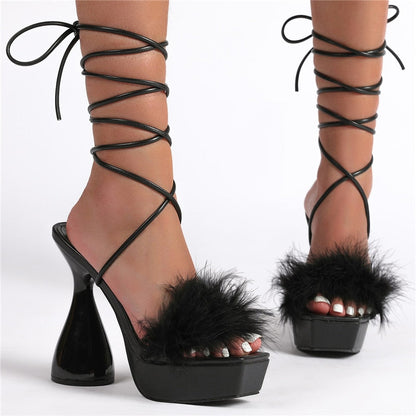 Dam Sandaler Gladiatorsandal PU Spetsuppspänning Hög Klack 4