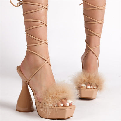 Variant image for Dam Sandaler Gladiatorsandal PU Spetsuppspänning Hög Klack-3