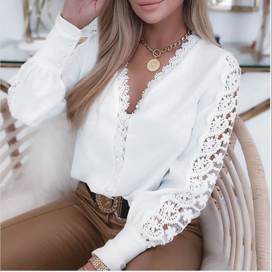 Kvinnors Blus Klassisk Elegant Mjukt Tyg-1