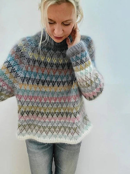 Kvinnors Avslappnad Tröja Cirkulär Halsringning Mjuk Bomull-6