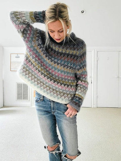 Kvinnors Avslappnad Tröja Cirkulär Halsringning Mjuk Bomull-3