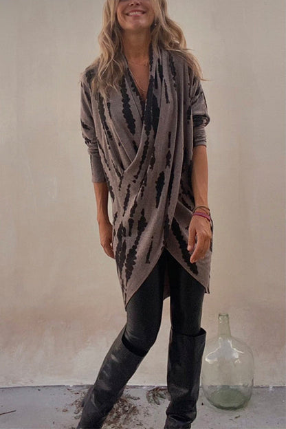 Dam Topp Oregelbunden Korsad Långärmad Polyester Festtoppar-2