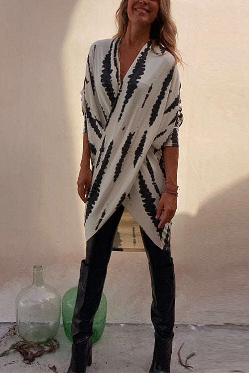 Dam Topp Oregelbunden Korsad Långärmad Polyester Festtoppar-4