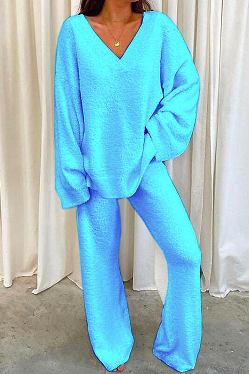 Variant image for Dam Loungewear Set V-ringad Topp Batwing Ärmar Polyester Blandning-5