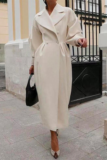 Dam Cardigan Dubbelbröst Lykta Ärmar Bomull Polyester-2