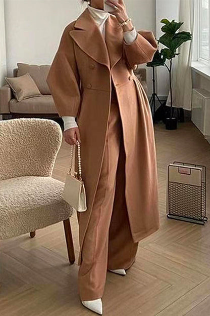 Dam Cardigan Dubbelbröst Lykta Ärmar Bomull Polyester-3