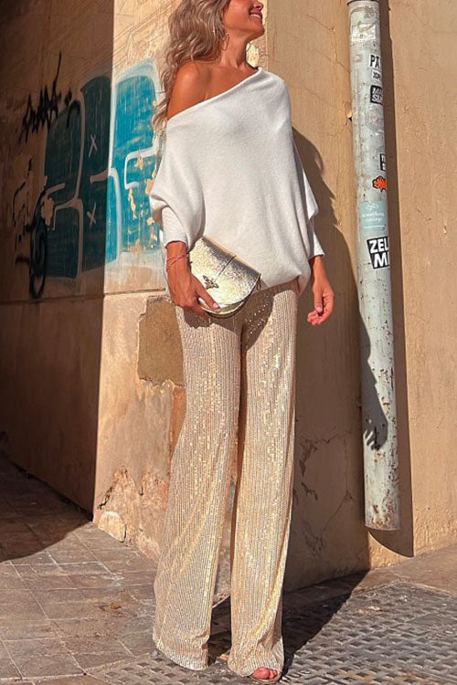 Dam Tröja Off Shoulder Batwing Bomull Polyester-3