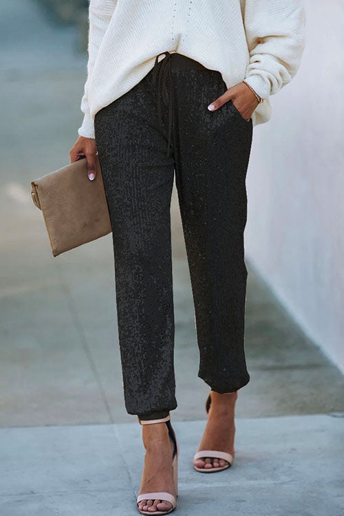 Variant image for Joggingbyxor Dam Relaxed Fit med Paljetter och Fickor i Bomull och Polyester-4